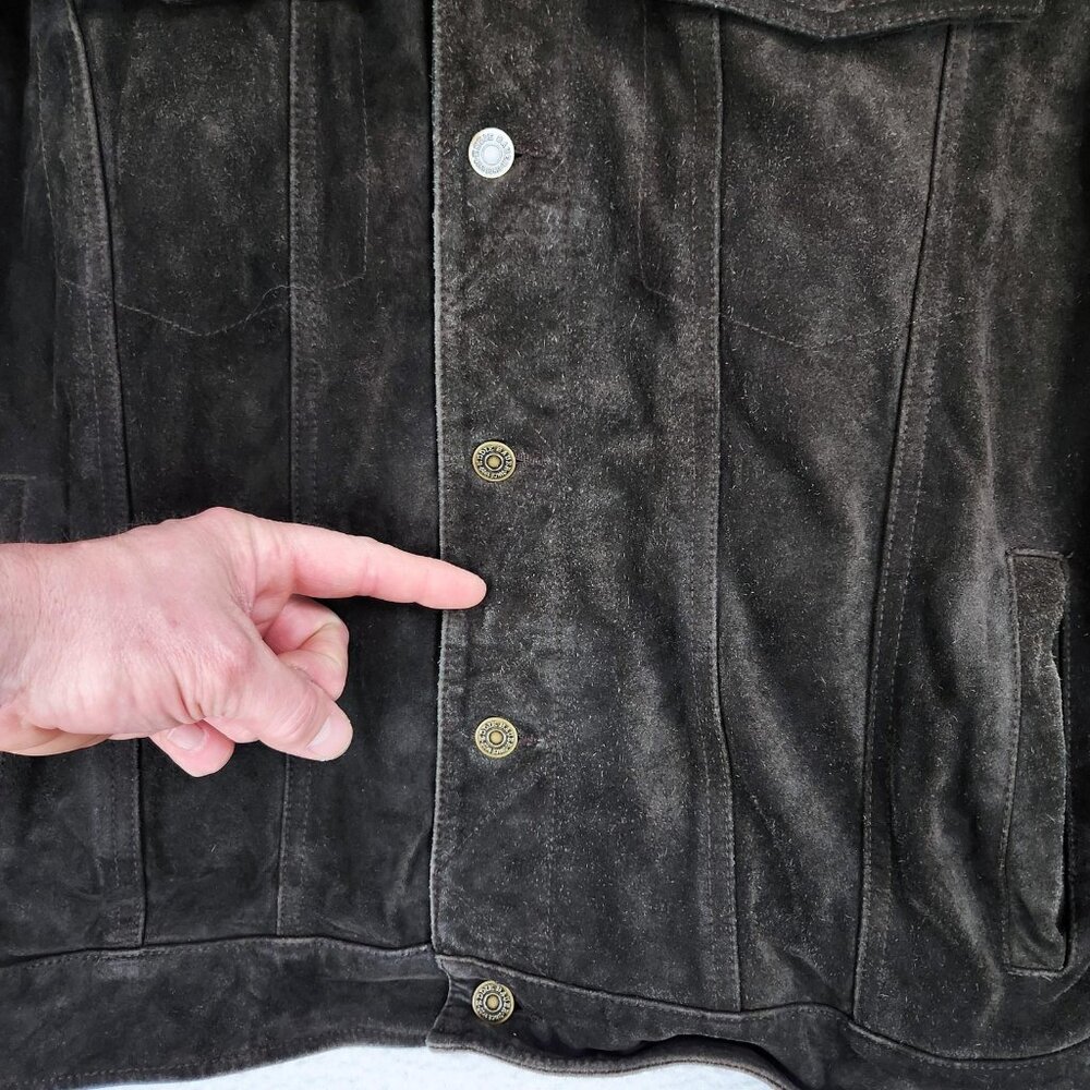 Eddie Bauer Jacket Mens XL Brown Seattle Suede Leather Washable Button Front - Picture 3 of 14